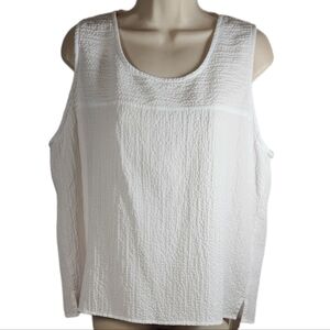 Habitat Sleeveless Top Gauze Crepe Boxy Oversized Lagenlook White Lightweight XL